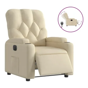 Fauteuil verstelbaar elektrisch stof crèmekleurig Fauteuil verstelbaar elektrisch stof crèmekleurig