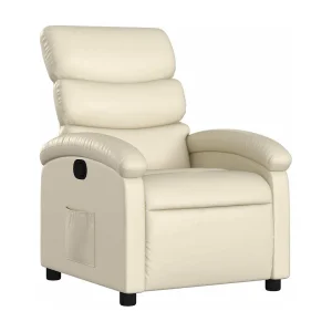 Fauteuil verstelbaar kunstleer crèmekleurig Fauteuil verstelbaar kunstleer crèmekleurig