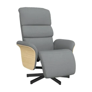 Fauteuil verstelbaar met voetensteun stof lichtgrijs