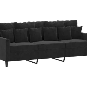 Driezitsbank 180 cm fluweel zwart Driezitsbank 180 cm fluweel zwart