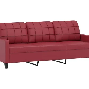 Driezitsbank 180 cm kunstleer wijnrood Driezitsbank 180 cm kunstleer wijnrood