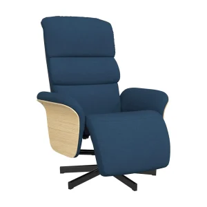 Fauteuil verstelbaar met voetensteun stof blauw