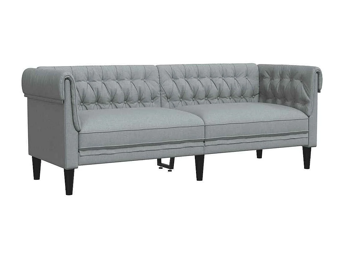 Driezitsbank Chesterfield-stijl stof lichtgrijs