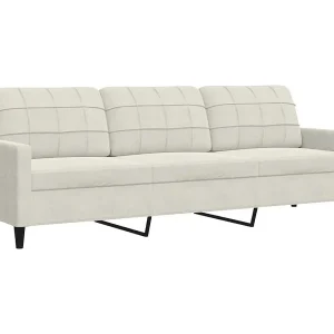 Driezitsbank 210 cm fluweel crèmekleurig Driezitsbank 210 cm fluweel crèmekleurig
