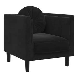 Fauteuil met kussen fluweel zwart Fauteuil met kussen fluweel zwart