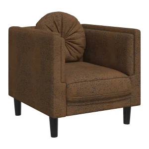 Fauteuil met kussen kunstsuède bruin Fauteuil met kussen kunstsuède bruin