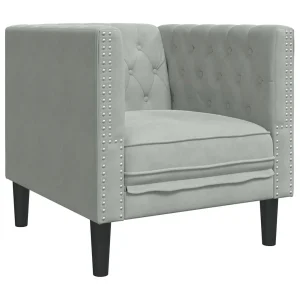 Fauteuil Chesterfield-stijl fluweel lichtgrijs Fauteuil Chesterfield-stijl fluweel lichtgrijs