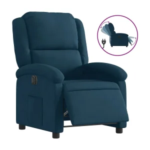 Fauteuil elektrisch verstelbaar fluweel blauw Fauteuil elektrisch verstelbaar fluweel blauw
