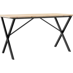 Eettafel X-frame 140x80x75 cm massief grenenhout en staal Eettafel X-frame 140x80x75 cm massief grenenhout en staal
