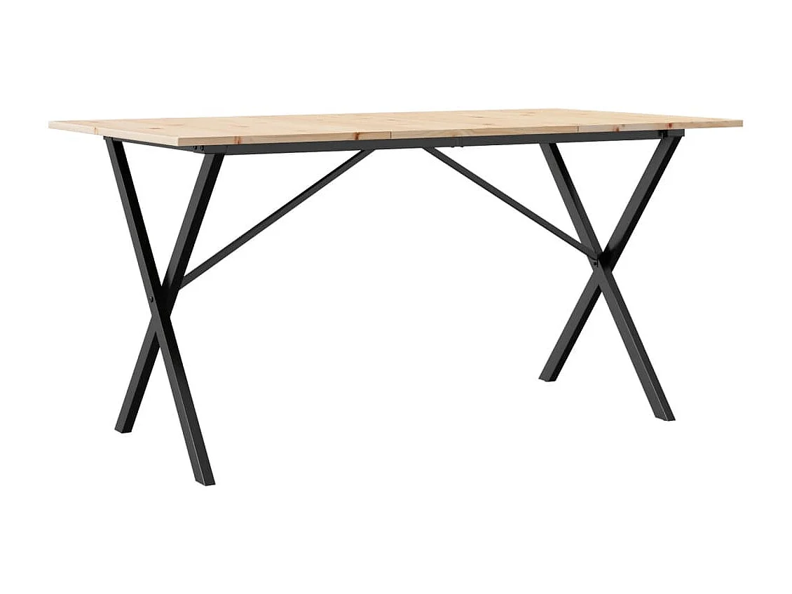 Eettafel X-frame 140x80x75 cm massief grenenhout en staal