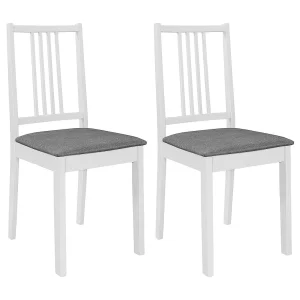 Eetkamerstoelen met kussens 2 st massief hout wit