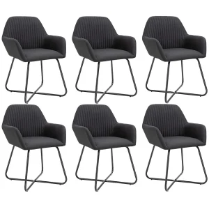 Eetkamerstoelen 6 st stof zwart