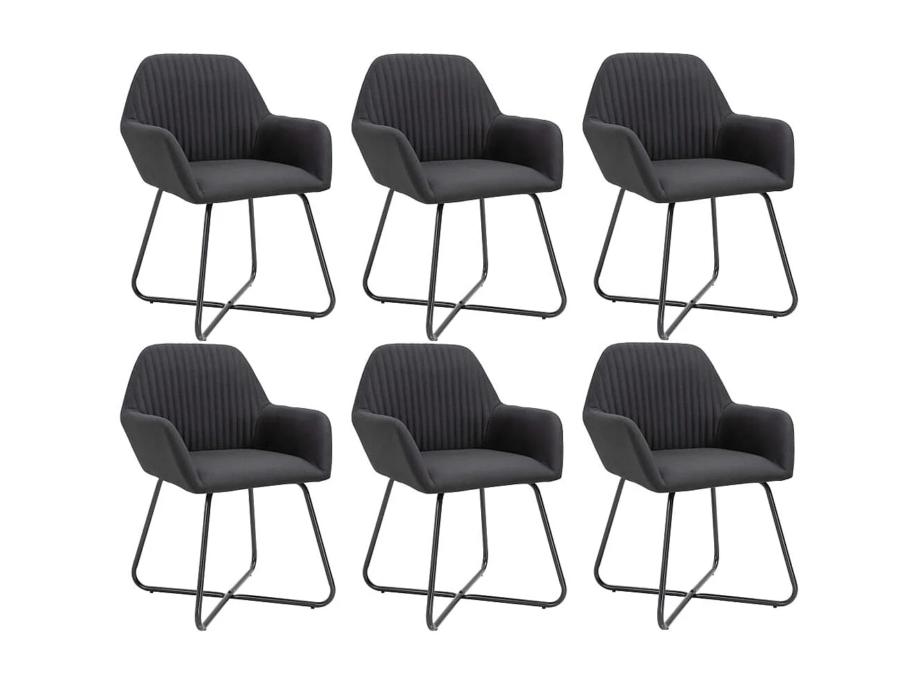 Eetkamerstoelen 6 st stof zwart