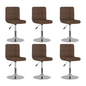 Eetkamerstoelen draaibaar 6 st stof bruin