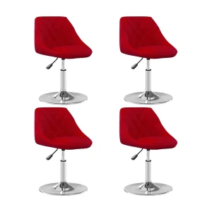 Eetkamerstoelen draaibaar 4 st fluweel wijnrood Eetkamerstoelen draaibaar 4 st fluweel wijnrood