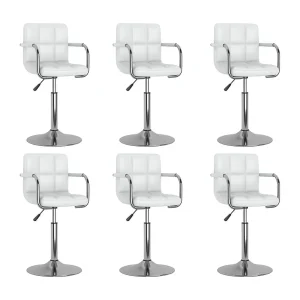 Eetkamerstoelen draaibaar 6 st kunstleer wit