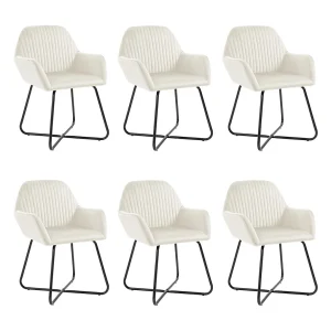 Eetkamerstoelen 6 st fluweel crèmekleurig Eetkamerstoelen 6 st fluweel crèmekleurig