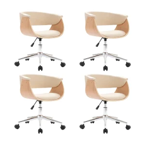 Eetkamerstoelen draaibaar 4 st kunstleer crèmekleurig Eetkamerstoelen draaibaar 4 st kunstleer crèmekleurig