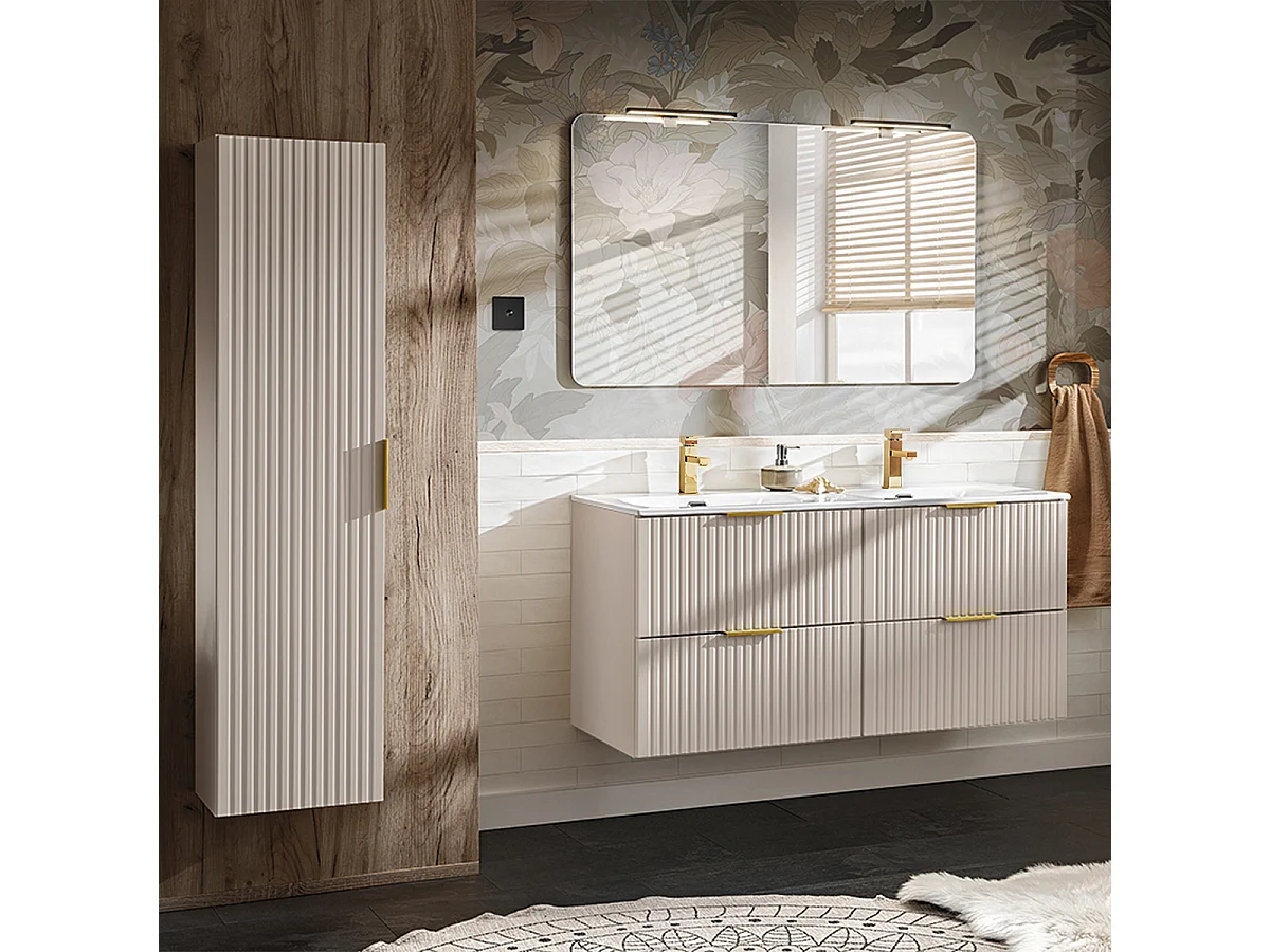 Dubbele wastafel 120cm en sokkel Adriel Cachemire
