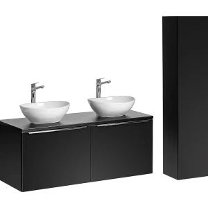 Ensemble meuble double vasque 120cm et colonne Éros Noir Ensemble meuble double vasque 120cm et colonne Éros Noir