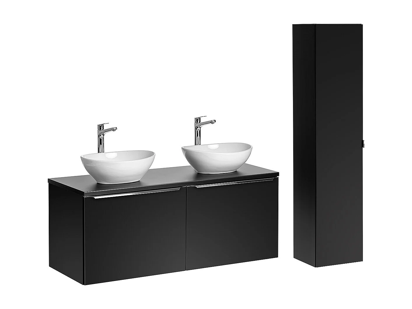 Ensemble meuble double vasque 120cm et colonne Éros Noir