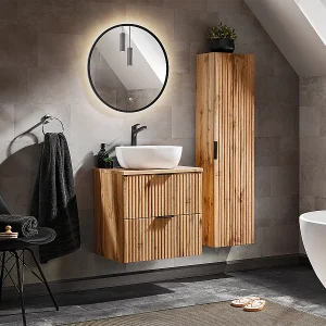 Enkele wastafel 60cm en voetstuk Adriel Wood Enkele wastafel 60cm en voetstuk Adriel Wood