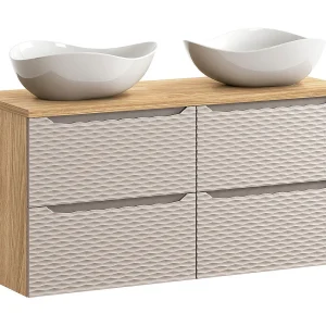 Elora 120cm dubbele wastafel 4 laden Beige Cloud hout