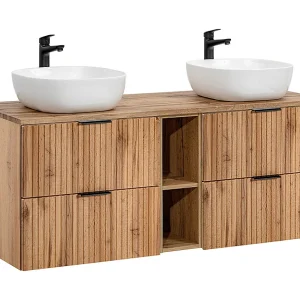 Dubbele wastafel 140cm 2 nissen Adriel Wood Dubbele wastafel 140cm 2 nissen Adriel Wood