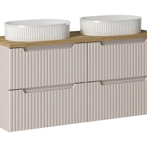 Meuble double vasque 120cm 4 tiroirs Riva Cachemire en Hout