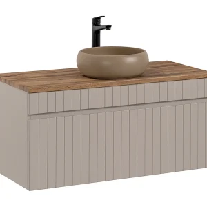 Enkele wastafel 100cm Zelie Kasjmier en Hout Enkele wastafel 100cm Zelie Kasjmier en Hout