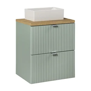 Enkele wastafel 50cm 2 lades Jade Groen en Hout Enkele wastafel 50cm 2 lades Jade Groen en Hout