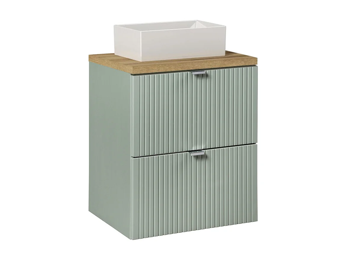 Enkele wastafel 50cm 2 lades Jade Groen en Hout