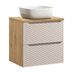 Elora Beige en hout enkele wastafel 60cm Elora Beige en hout enkele wastafel 60cm