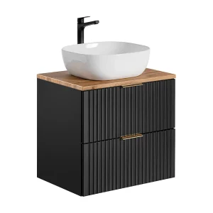 Meuble simple vasque 60cm Adriel Noir en Bois