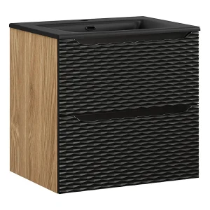 Elora enkele wastafel 60cm Zwart en hout