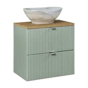 Enkele wastafel 60cm 2 lades Jade Groen en Hout Enkele wastafel 60cm 2 lades Jade Groen en Hout