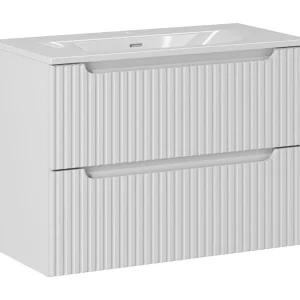 Enkele wastafel 80cm 2 lades Riva Wit Enkele wastafel 80cm 2 lades Riva Wit