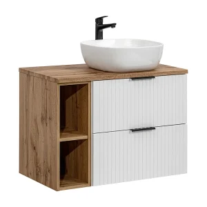 Enkele wastafel 80cm 2 nissen Adriel Wit Enkele wastafel 80cm 2 nissen Adriel Wit