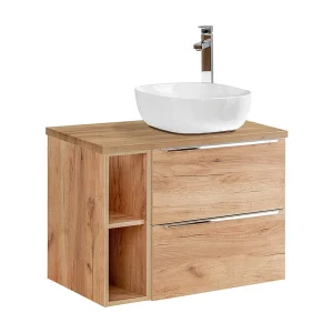 Enkele wastafel 80cm 2 nissen April Hout Enkele wastafel 80cm 2 nissen April Hout
