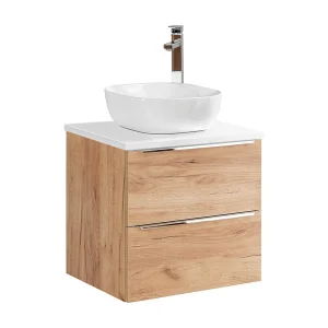 Enkele wastafel 60cm April Hout en Wit Enkele wastafel 60cm April Hout en Wit