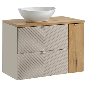 Enkele wastafel 80cm 2 lades 1 deur Manoa kasjmier en hout