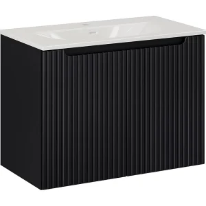 Meuble simple vasque encastrée 80cm 2 portes Riva Noir