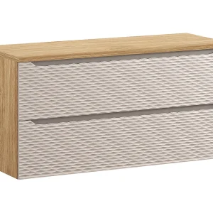 Elora badmeubel beige en hout 120cm 2 laden badmeubelblad Elora badmeubel beige en hout 120cm 2 laden badmeubelblad