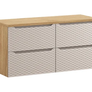 Elora badmeubel beige en hout 120cm 4 laden badmeubelblad Elora badmeubel beige en hout 120cm 4 laden badmeubelblad