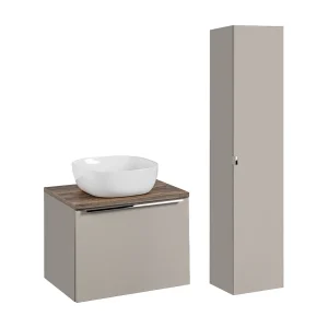 Ensemble enkele wastafel 60cm en kolom Éros Taupe Ensemble enkele wastafel 60cm en kolom Éros Taupe