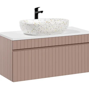 Enkele wastafel 100cm Zelie Roze en Wit Enkele wastafel 100cm Zelie Roze en Wit