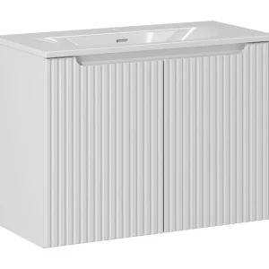 Enkele wastafel 80cm 2 deuren Riva Wit