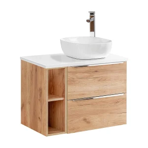 Enkele wastafel 80cm 2 nissen April Hout en Wit Enkele wastafel 80cm 2 nissen April Hout en Wit