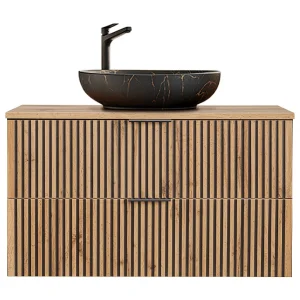 Enkele wastafel 100cm Gaia Wood en Zwart – Zwarte wastafel Enkele wastafel 100cm Gaia Wood en Zwart – Zwarte wastafel