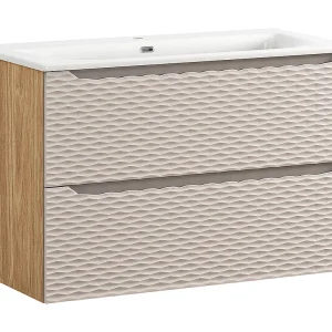 Elora enkele wastafel 90cm Beige hout